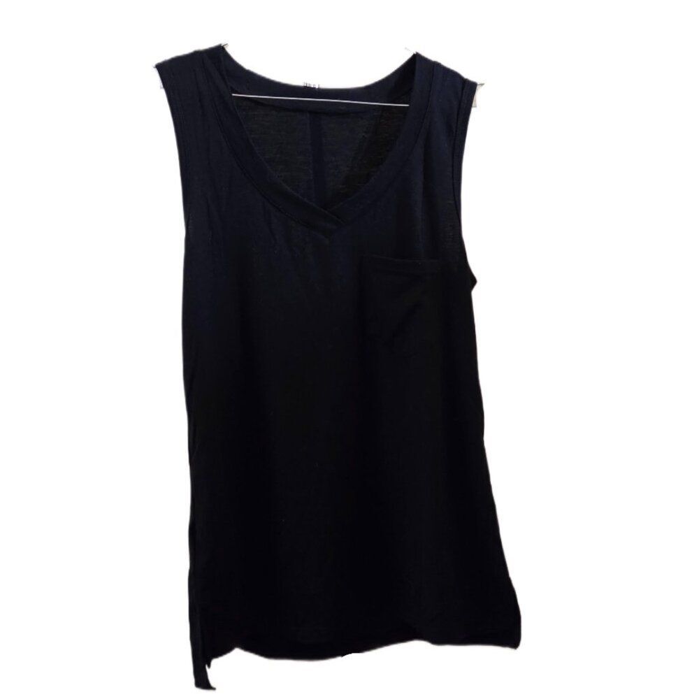 Women's Black Tank Top with Pocket on Chest